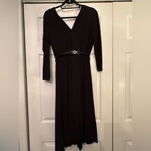 Elegant Black Dress with Belt Tommy Hilfiger